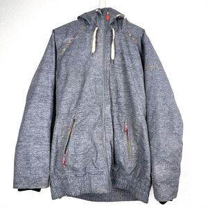 Roxy Womens Valley Hoodie Snow Jacket Crown gray Blue Washed snowboard sz L.